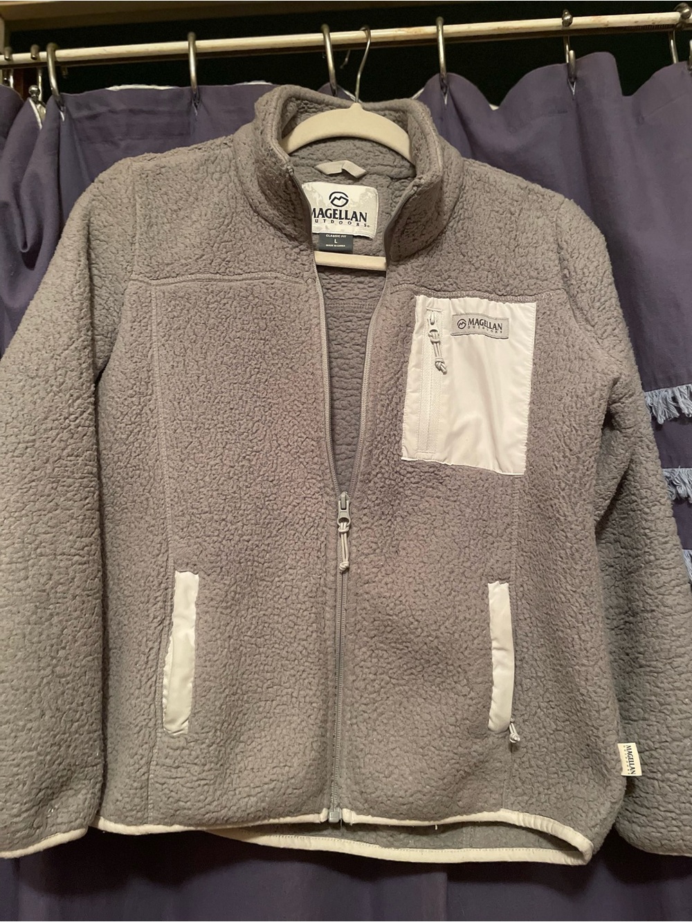Magellan Outdoors Light Gray Sherpa Zip-Up Jacket